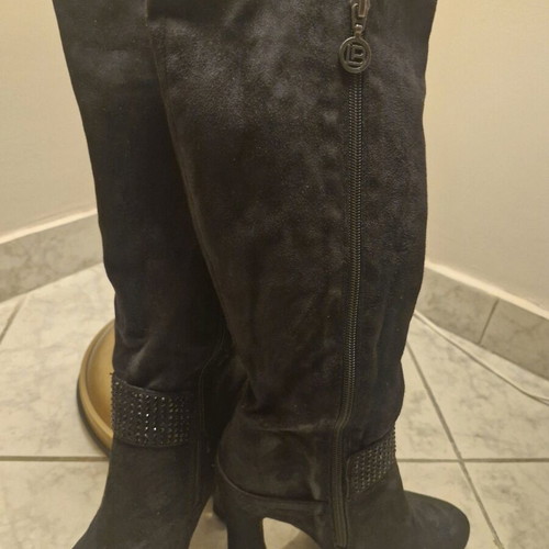 Laura Biagiotti boots used, black suede with rhinestones, size 37