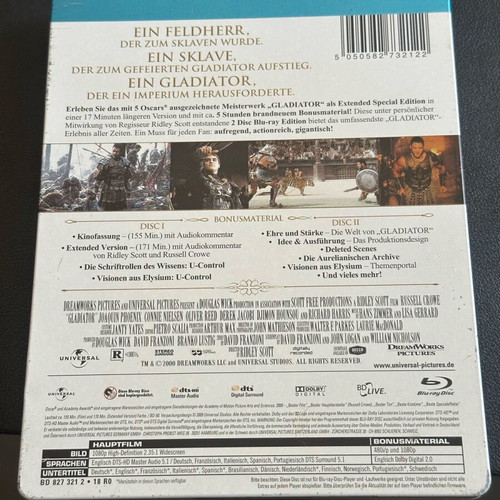 Gladiator Steelbook Blu-Ray като ново, 2 диска, английски субтитри