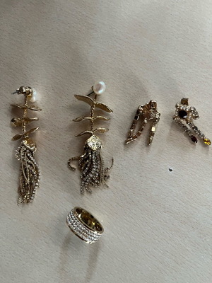 Zara earrings and ring new, gold color