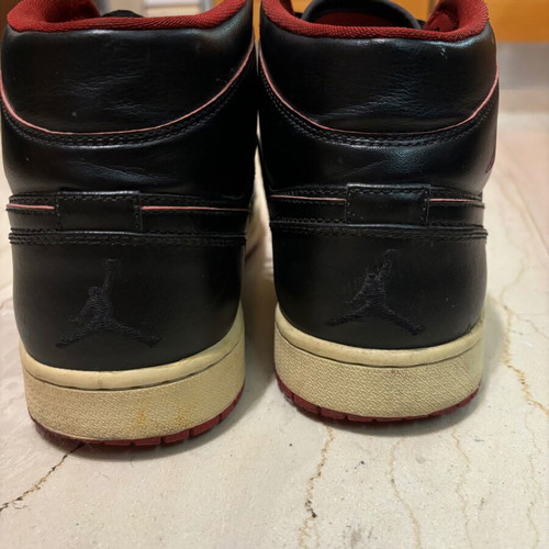 Nike Air Jordan 1 Mid used black and red sneakers size 45