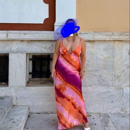 Maxi satin dress, multicolor, XL