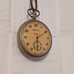 Molnija vintage mechanical pocket watch, Soviet railway model