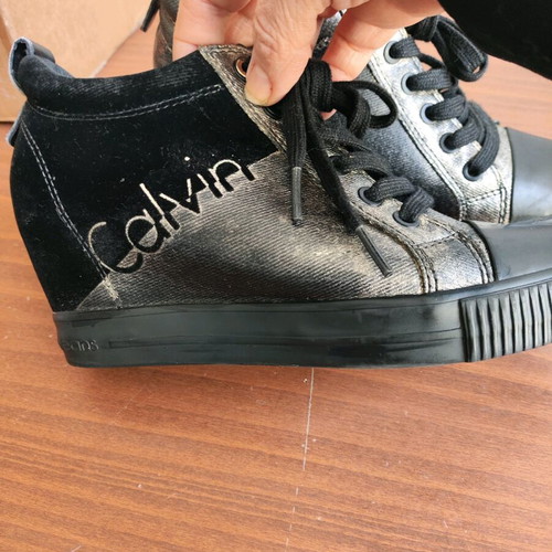 Calvin Klein Jeans sneakers used platform bronze with black velvet, size 37