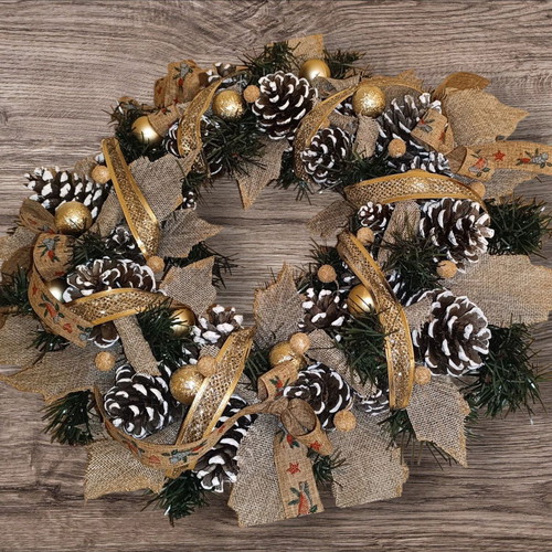 Handmade Christmas wreath 45 cm with golden details new
