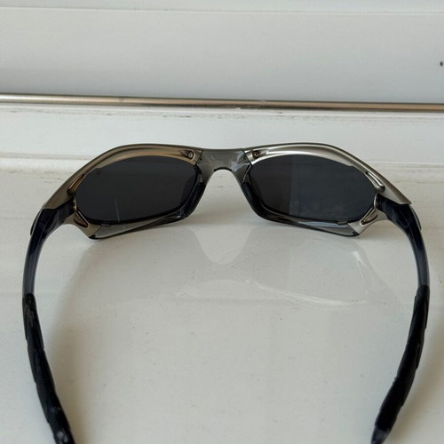 Oakley Splice Y2K 2000s sunglasses, metallic silver and black polarized lenses