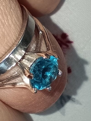 S925 Ασημένιο μονόπετρο με μπλε zircon no6 σαν καινούργιο
