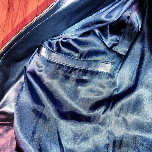 Leather Jacket Blue used, with collar and zippers