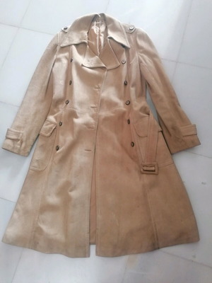 Γυναικείο δερμάτινο σουέτ παλτό μεταχειρισμένο, μπεζ