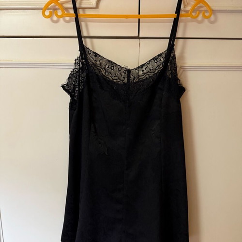 MINKPINK Black Satin Embossed One-Piece Shorts Like New With Lace Size S