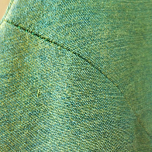 Green handmade dress used, sleeveless, knee-length