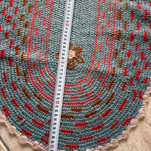 Handmade knitted rug used