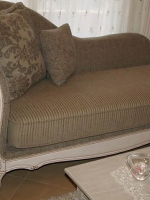 Recliner new handmade carved in pink and beige colors