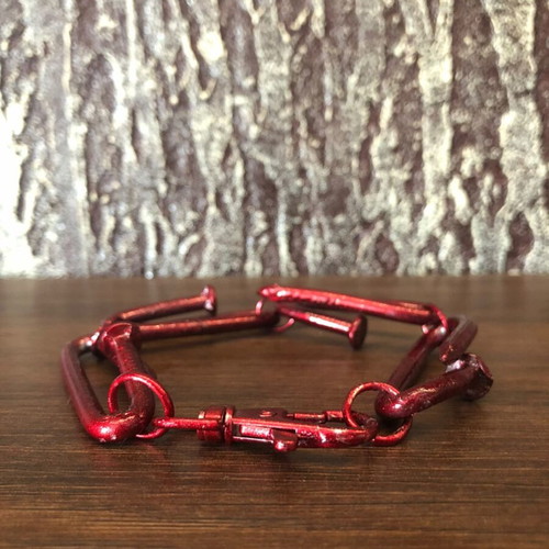 Metallic Red Steel Statement Bracelet
