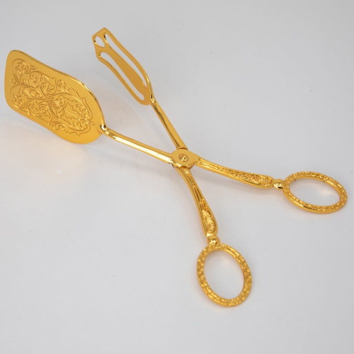Silver-plated tongs new, gold color