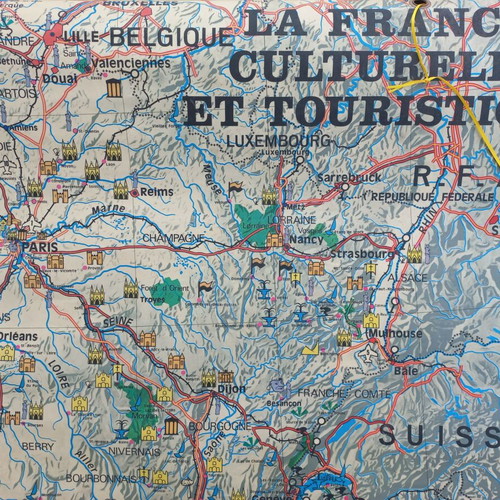 France map old used double-sided 100x124 cm