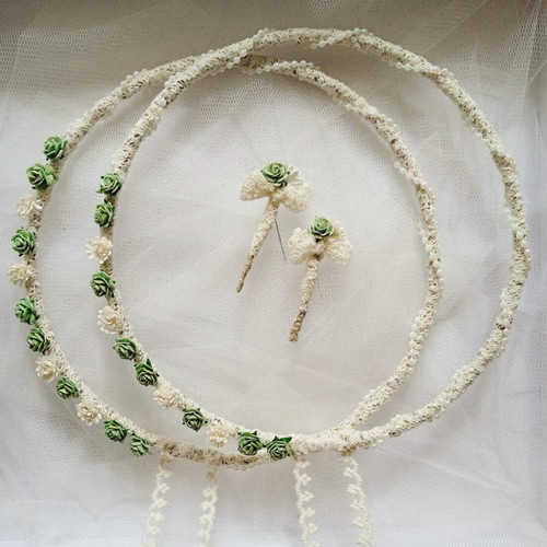 Handmade wedding crowns new with jute, pearl and lace decoration