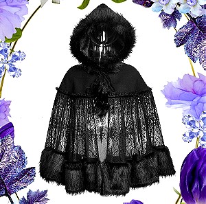 Gothic κάπα με δαντέλα και faux fur