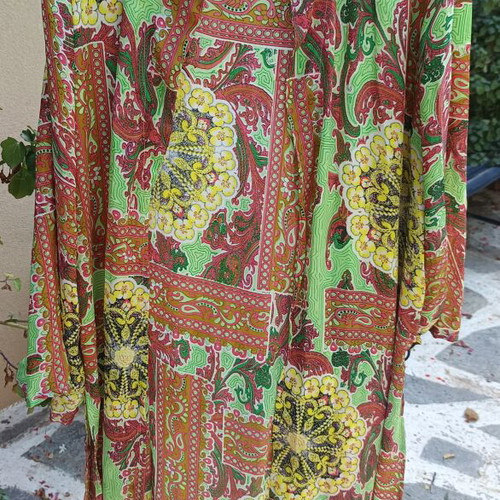 Boho kimono art silk 100% one size new, colorful