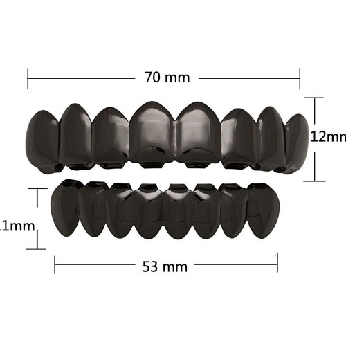Hip Hop Grillz 8 Set Black Stainless Steel New