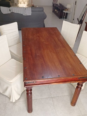 Dining set solid wood rustic style with 4 chairs like new