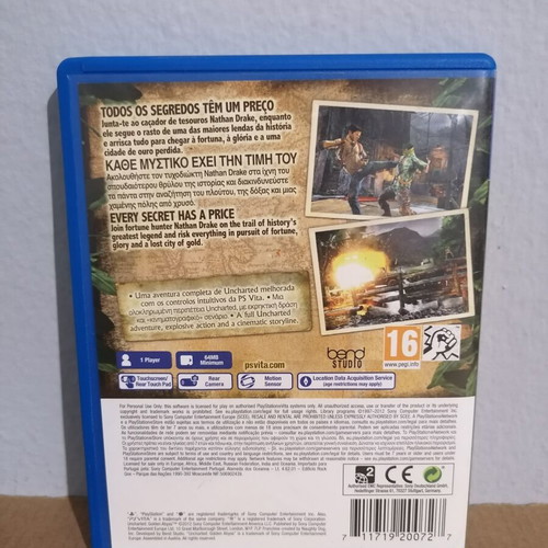 Uncharted Golden Abyss PS Vita case and cover used, no game