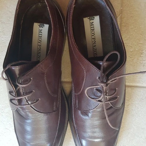 Burnazos handmade leather shoes, size 42, brown and red
