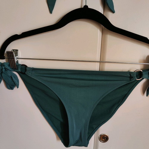 H&M Bikini Set Petrol / Emerald with Strapless Top & Slip with Rings (Size S / 36)