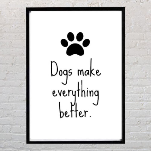 Framed print for dog lovers with black frame 31x22 cm made to order