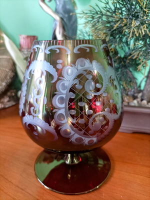 Egermann collectible retro glass new, wine red crystal