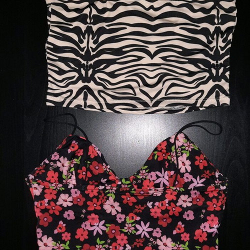 Women's tops new with thin straps, size XS, black and multicolor