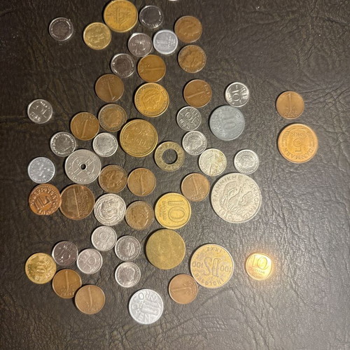 Vintage coin and token collection from various countries