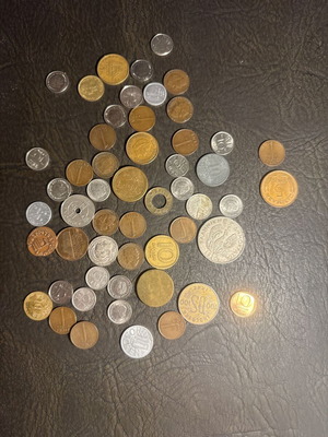 Vintage coin and token collection from various countries