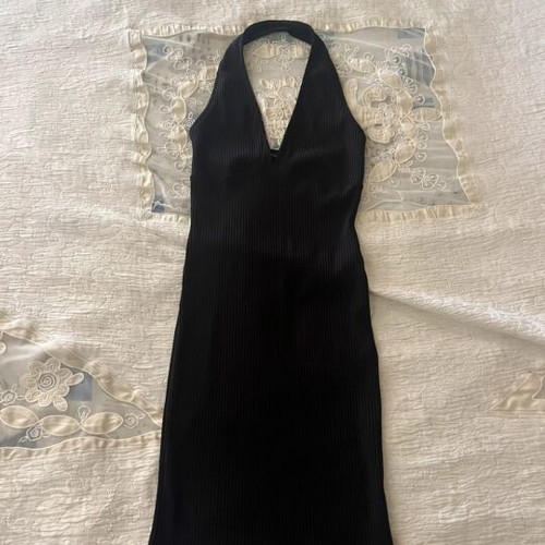 Bershka black halter neck dress, above knee, tight fit