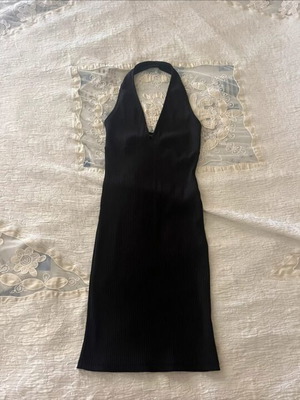Bershka black halter neck dress, above knee, tight fit