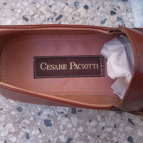 Cesare Paciotti Horsebit leather loafer size 41 new, cognac brown