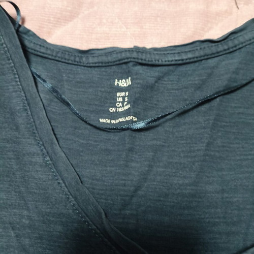 H&M short sleeve blouse used, size S, grey and blue