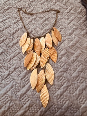 Statement necklace with natural layered leaf design, like new