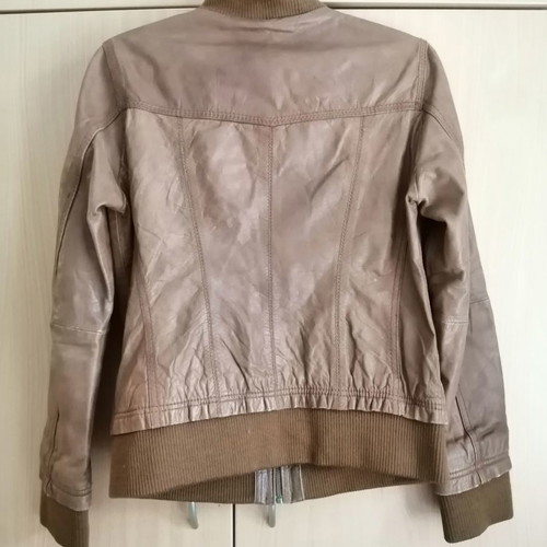 Distressed Biker jacket δερμάτινο μεταχειρισμένο, καφέ, μέγεθος L