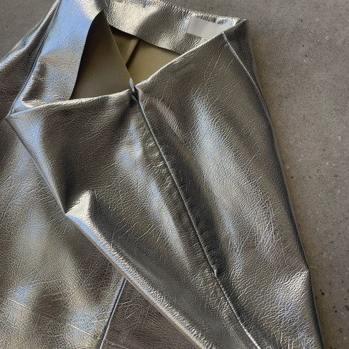 Women's skirt knee-length silver faux leather H&M new size 36