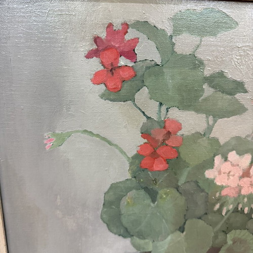 Nikitas Flessas Vase with Freesias Painting used with golden frame