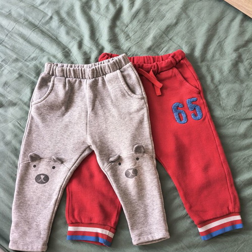 Children's pants used, size 98 cm, Benetton and Zara, gray and red