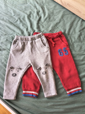 Children's pants used, size 98 cm, Benetton and Zara, gray and red