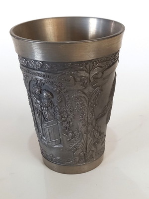 Collectible metal cup Zodiac Pisces Zinn Becker Stuttgart used