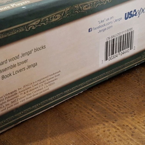 Jenga Book Lovers Edition like new, special 2011 edition by USAopoly