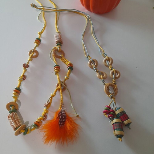 2 ethnic/boho necklaces new, natural materials, multicolor