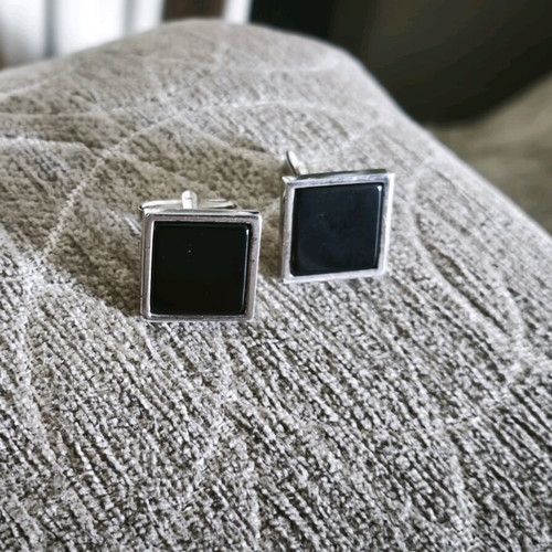 Men's silver 925 cufflinks with vintage onyx like new