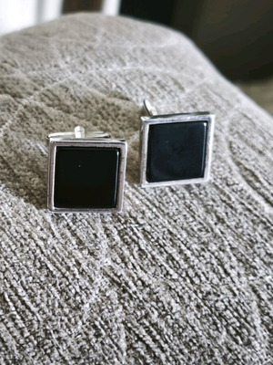 Men's silver 925 cufflinks with vintage onyx like new