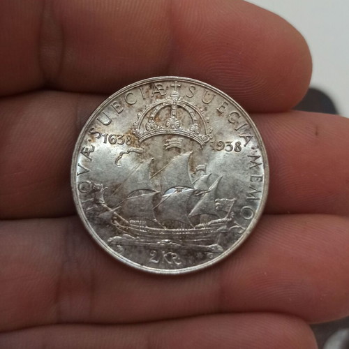 Sweden silver 2 Kronor 1938 coin