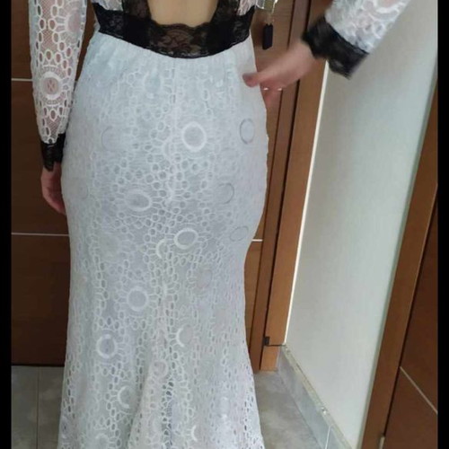Wedding dress narrow with lace new, white