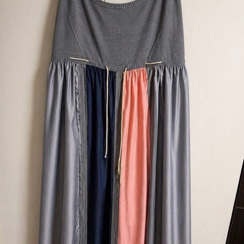 Silk dress used with knitted bust and three colors